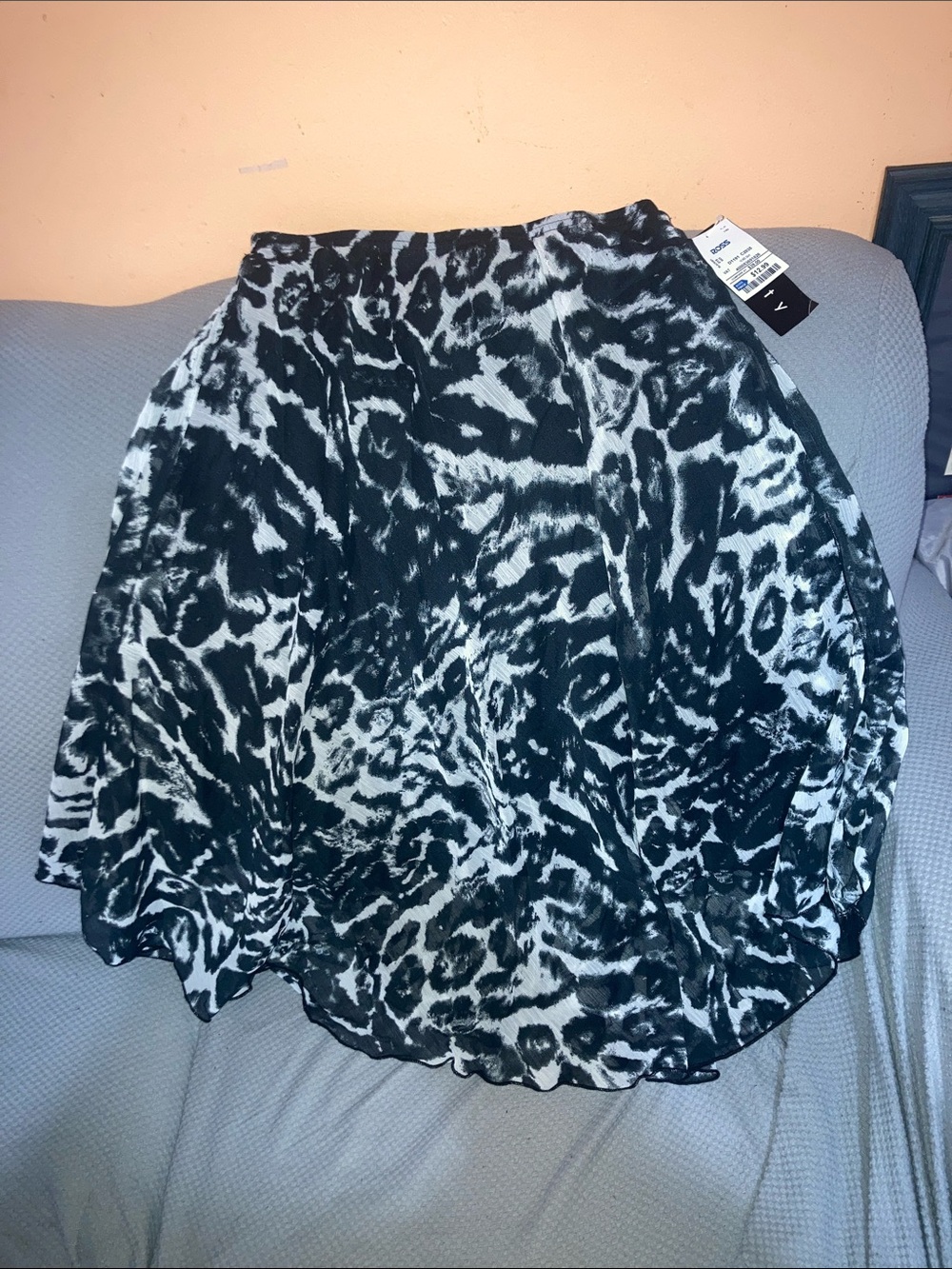 Ninety Black and White Animal-Print Circle Skirt